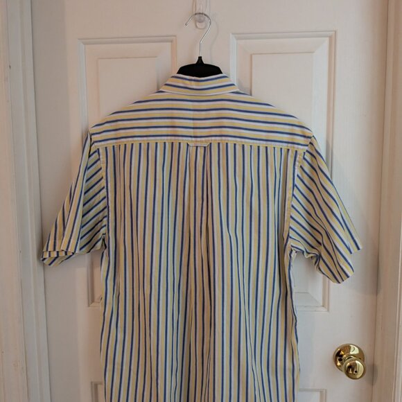 Men's yellow, blue, and white striped Seaport size medium Collared Shirt - Picture 2 of 5